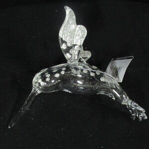 Clear Glass Silver Glitter Hummingbird Hanging Ornament